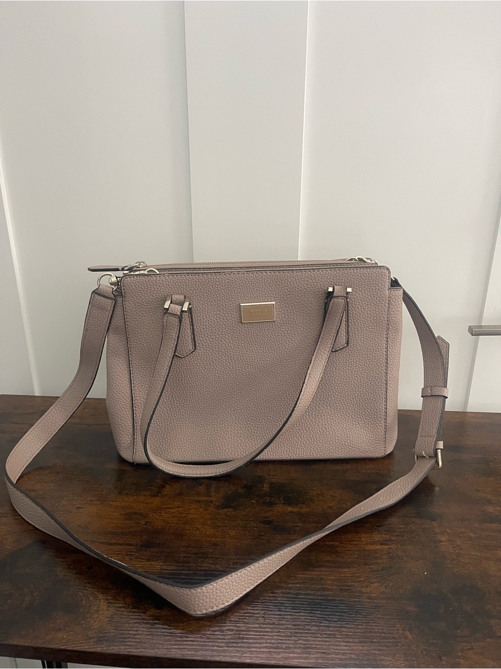 Guess Pebbled Shoulder Bag in Mauve